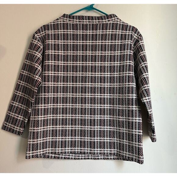 Ann Taylor Plaid Mock Neck Cotton Blend Sweater Size XS Petite Academia Career - Picture 4 of 6